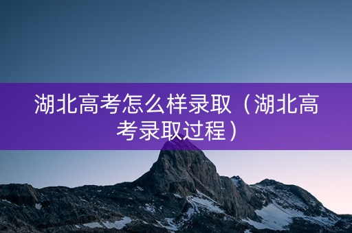 湖北高考怎么样录取（湖北高考录取过程）