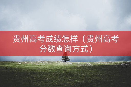 贵州高考成绩怎样（贵州高考分数查询方式）