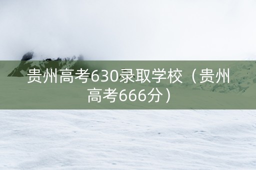 贵州高考630录取学校（贵州高考666分）
