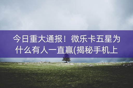 今日重大通报！微乐卡五星为什么有人一直赢(揭秘手机上赢的诀窍)