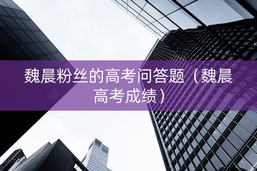 魏晨粉丝的高考问答题（魏晨高考成绩）