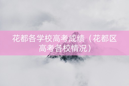 花都各学校高考成绩（花都区高考各校情况）