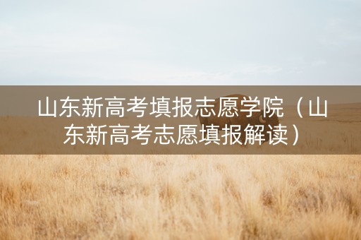 山东新高考填报志愿学院（山东新高考志愿填报解读）