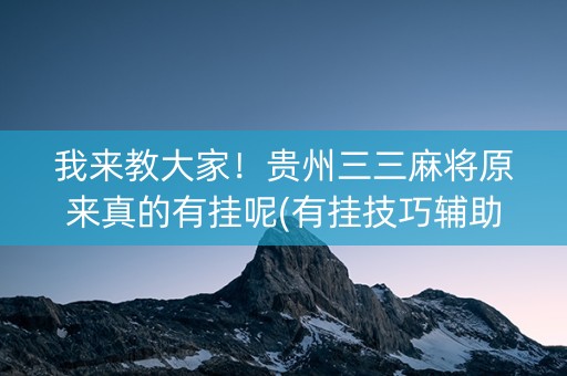 我来教大家！贵州三三麻将原来真的有挂呢(有挂技巧辅助器)