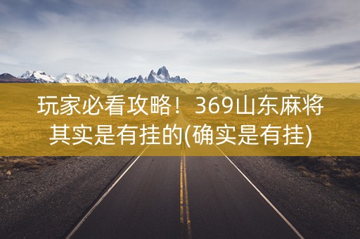 玩家必看攻略！369山东麻将其实是有挂的(确实是有挂)