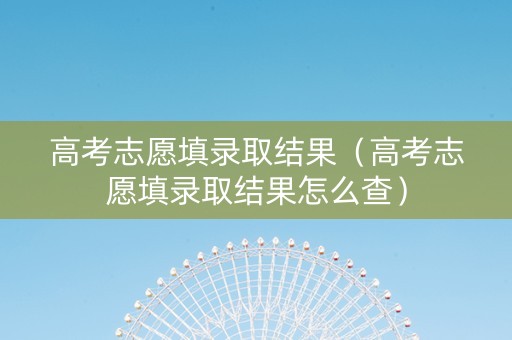 高考志愿填录取结果（高考志愿填录取结果怎么查）
