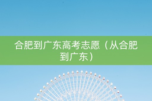 合肥到广东高考志愿（从合肥到广东）