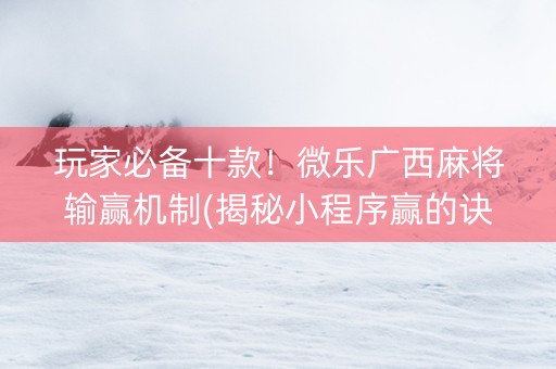 玩家必备十款！微乐广西麻将输赢机制(揭秘小程序赢的诀窍)