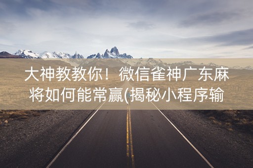 大神教教你！微信雀神广东麻将如何能常赢(揭秘小程序输赢规律)