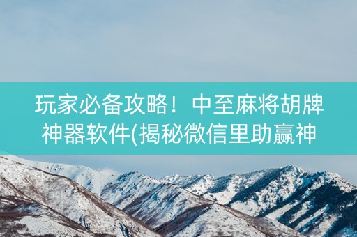 玩家必备攻略！中至麻将胡牌神器软件(揭秘微信里助赢神器购买)