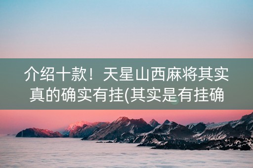 介绍十款！天星山西麻将其实真的确实有挂(其实是有挂确实有挂)