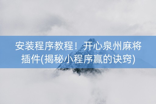 安装程序教程！开心泉州麻将插件(揭秘小程序赢的诀窍)
