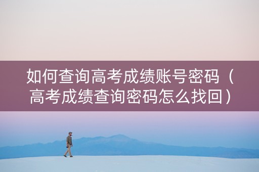 如何查询高考成绩账号密码（高考成绩查询密码怎么找回）