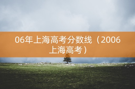 06年上海高考分数线（2006上海高考）