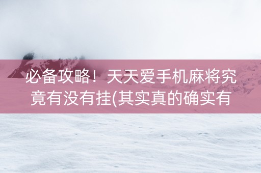 必备攻略！天天爱手机麻将究竟有没有挂(其实真的确实有挂)