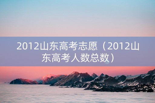 2012山东高考志愿（2012山东高考人数总数）
