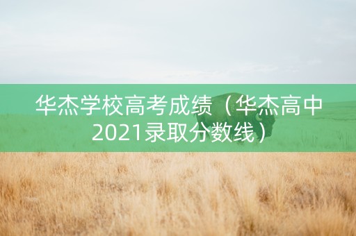 华杰学校高考成绩（华杰高中2021录取分数线）