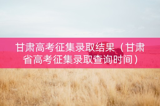 甘肃高考征集录取结果(甘肃省高考征集录取查询时间) 甘肃高考征集录取结果(甘肃省高考征集录取查询时间)