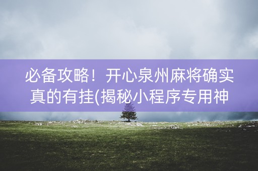 必备攻略！开心泉州麻将确实真的有挂(揭秘小程序专用神器下载)