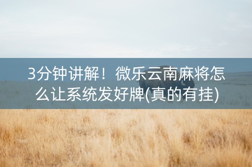 3分钟讲解！微乐云南麻将怎么让系统发好牌(真的有挂)