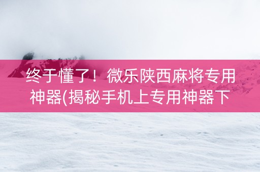 终于懂了！微乐陕西麻将专用神器(揭秘手机上专用神器下载)