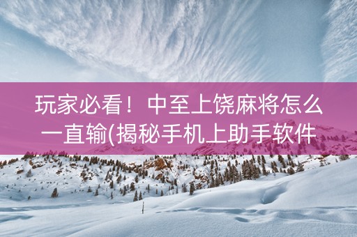玩家必看！中至上饶麻将怎么一直输(揭秘手机上助手软件)