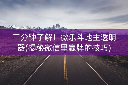 三分钟了解！微乐斗地主透明器(揭秘微信里赢牌的技巧)