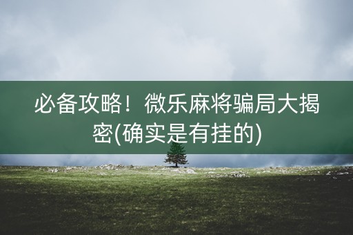 必备攻略！微乐麻将骗局大揭密(确实是有挂的)
