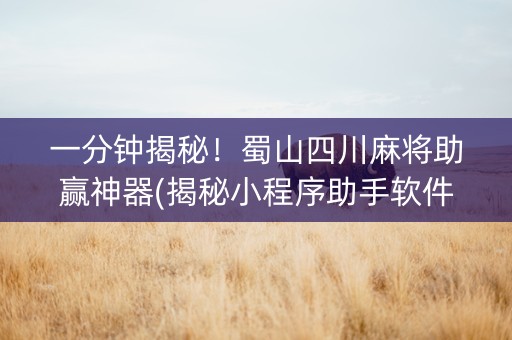一分钟揭秘！蜀山四川麻将助赢神器(揭秘小程序助手软件)