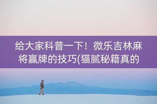 给大家科普一下！微乐吉林麻将赢牌的技巧(猫腻秘籍真的有挂)