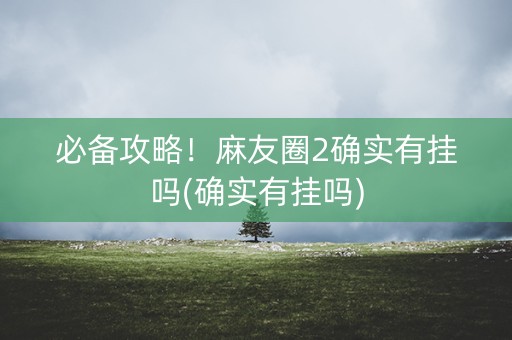 必备攻略！麻友圈2确实有挂吗(确实有挂吗)