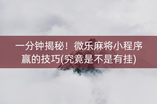 一分钟揭秘！微乐麻将小程序赢的技巧(究竟是不是有挂)