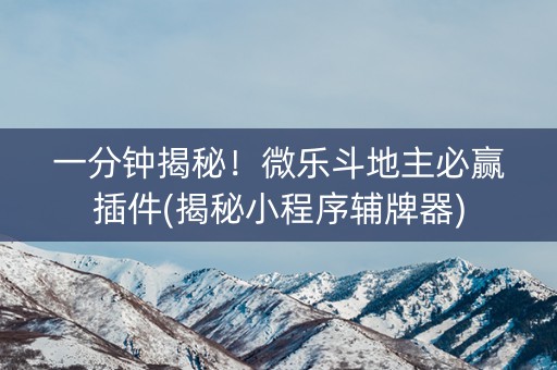 一分钟揭秘！微乐斗地主必赢插件(揭秘小程序辅牌器)