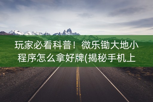 玩家必看科普！微乐锄大地小程序怎么拿好牌(揭秘手机上提高胜率)