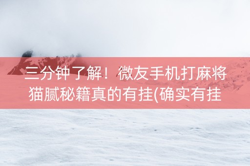 三分钟了解！微友手机打麻将猫腻秘籍真的有挂(确实有挂吗)