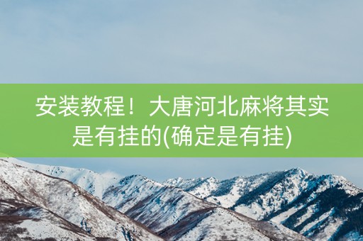 安装教程！大唐河北麻将其实是有挂的(确定是有挂)