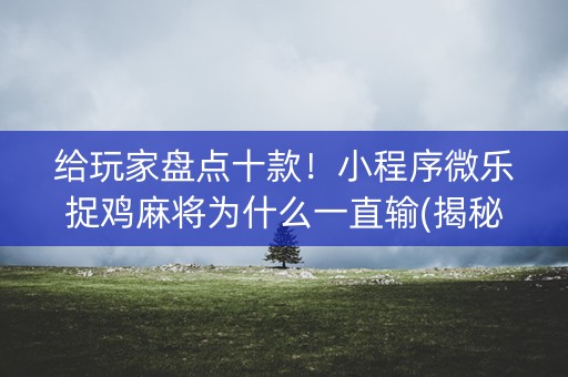 给玩家盘点十款！小程序微乐捉鸡麻将为什么一直输(揭秘微信里最新神器下载)