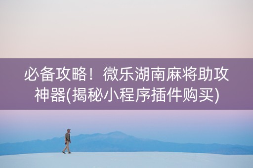 必备攻略！微乐湖南麻将助攻神器(揭秘小程序插件购买)