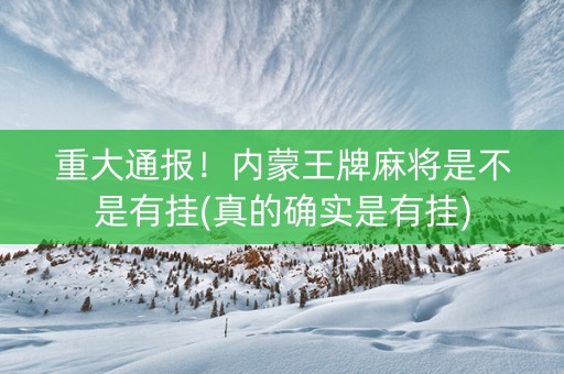 重大通报！内蒙王牌麻将是不是有挂(真的确实是有挂)