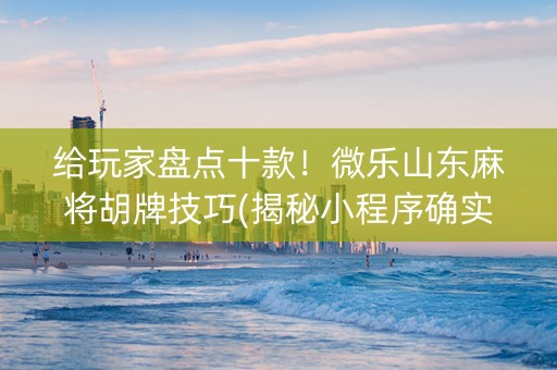 给玩家盘点十款！微乐山东麻将胡牌技巧(揭秘小程序确实有猫腻)
