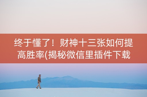 终于懂了！财神十三张如何提高胜率(揭秘微信里插件下载)