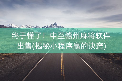 终于懂了！中至赣州麻将软件出售(揭秘小程序赢的诀窍)