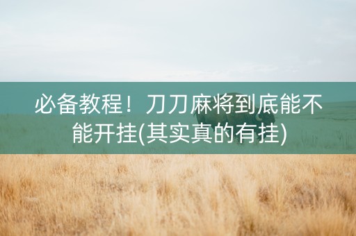 必备教程！刀刀麻将到底能不能开挂(其实真的有挂)