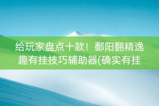 给玩家盘点十款！鄱阳翻精逸趣有挂技巧辅助器(确实有挂吗)