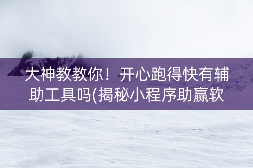 大神教教你！开心跑得快有辅助工具吗(揭秘小程序助赢软件)