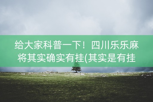 给大家科普一下！四川乐乐麻将其实确实有挂(其实是有挂的)
