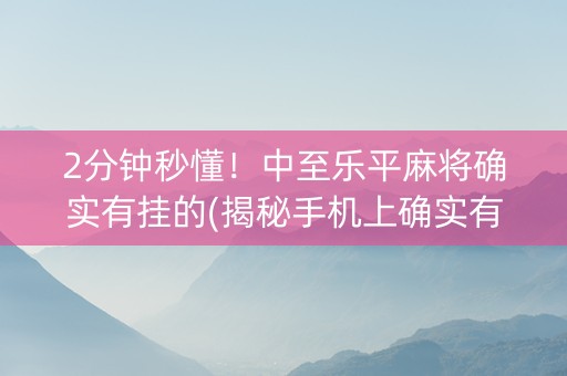 2分钟秒懂！中至乐平麻将确实有挂的(揭秘手机上确实有猫腻)