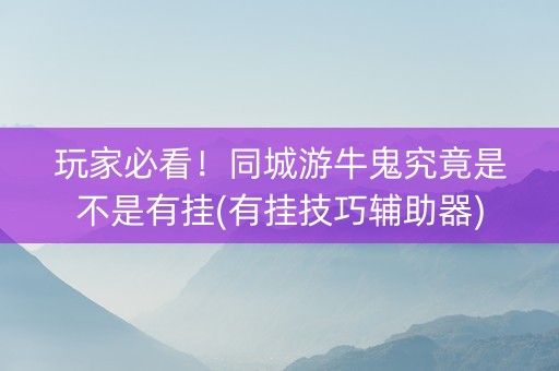 玩家必看！同城游牛鬼究竟是不是有挂(有挂技巧辅助器)