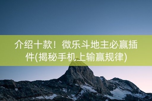 介绍十款！微乐斗地主必赢插件(揭秘手机上输赢规律)