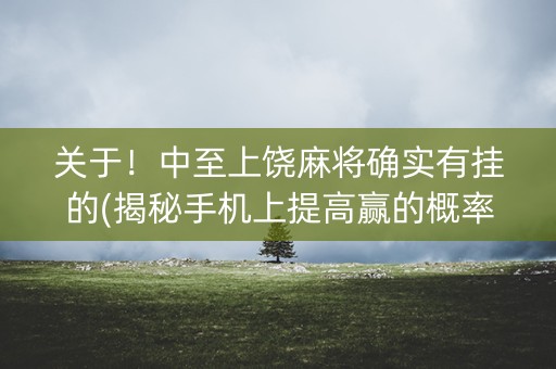 关于！中至上饶麻将确实有挂的(揭秘手机上提高赢的概率)
